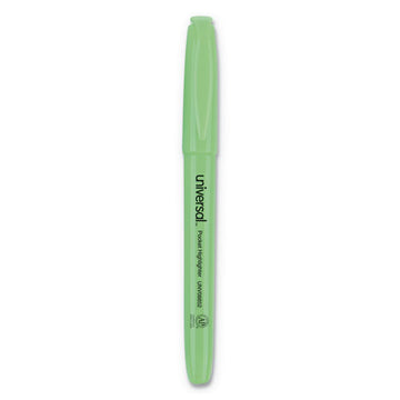 Universal™ Pocket Highlighters, Fluorescent Green Ink, Chisel Tip, Green Barrel, Dozen freeshipping - TVN Wholesale